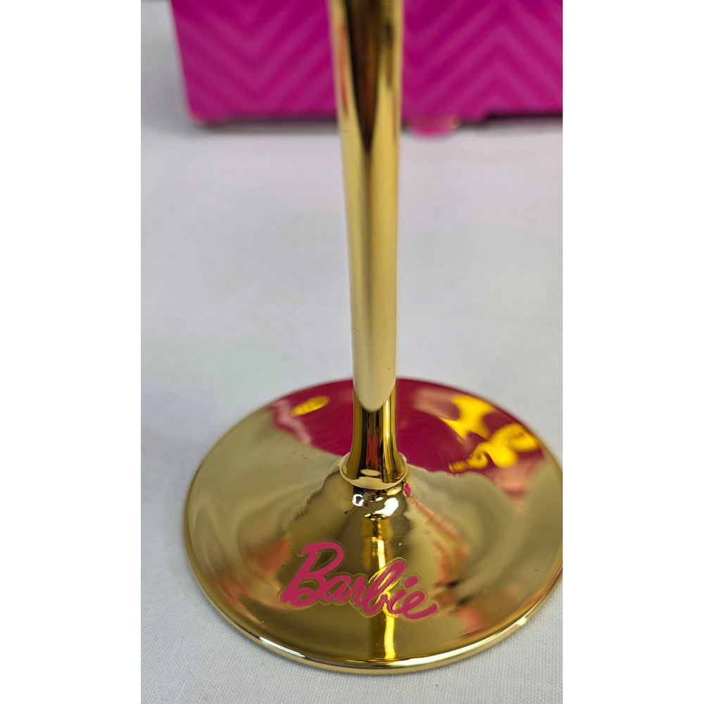 Barbie x Dragon Glassware Champagne Flutes Set of 2 Gold and Pink LimitedEdition - Picture 5 of 16